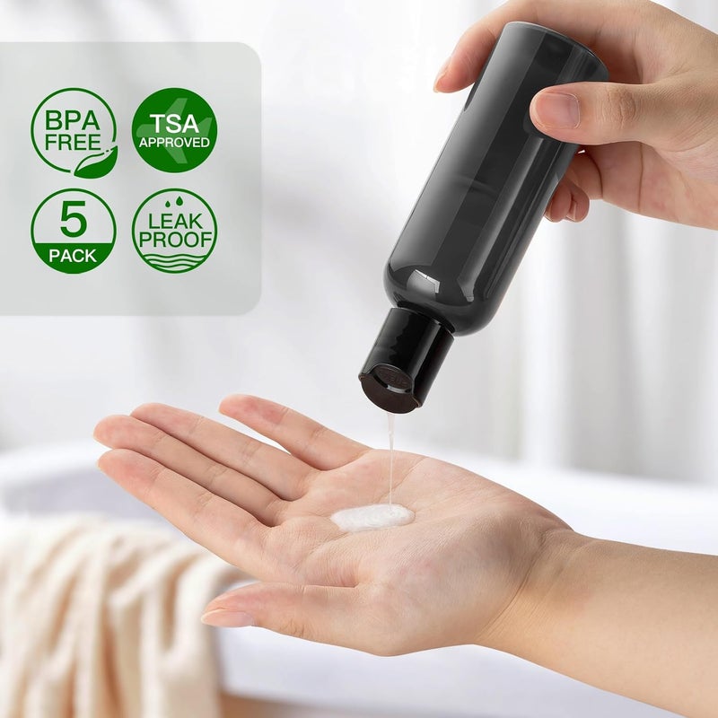 owlyee Travel Bottles for Toiletries 3.4 oz - Travel Size Containers for Shampoo Plastic - Small Empty Lotion Squeeze Bottle for Liquid TSA Approved - Leak Proof Mini Conditioner Refillable Black 100ml - Image 2